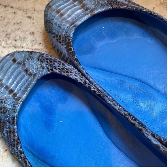 TORY BURCH Eddie Watersnake Light Blue Snake Ballet Flats Size sz 5.5 M - Picture 12 of 13